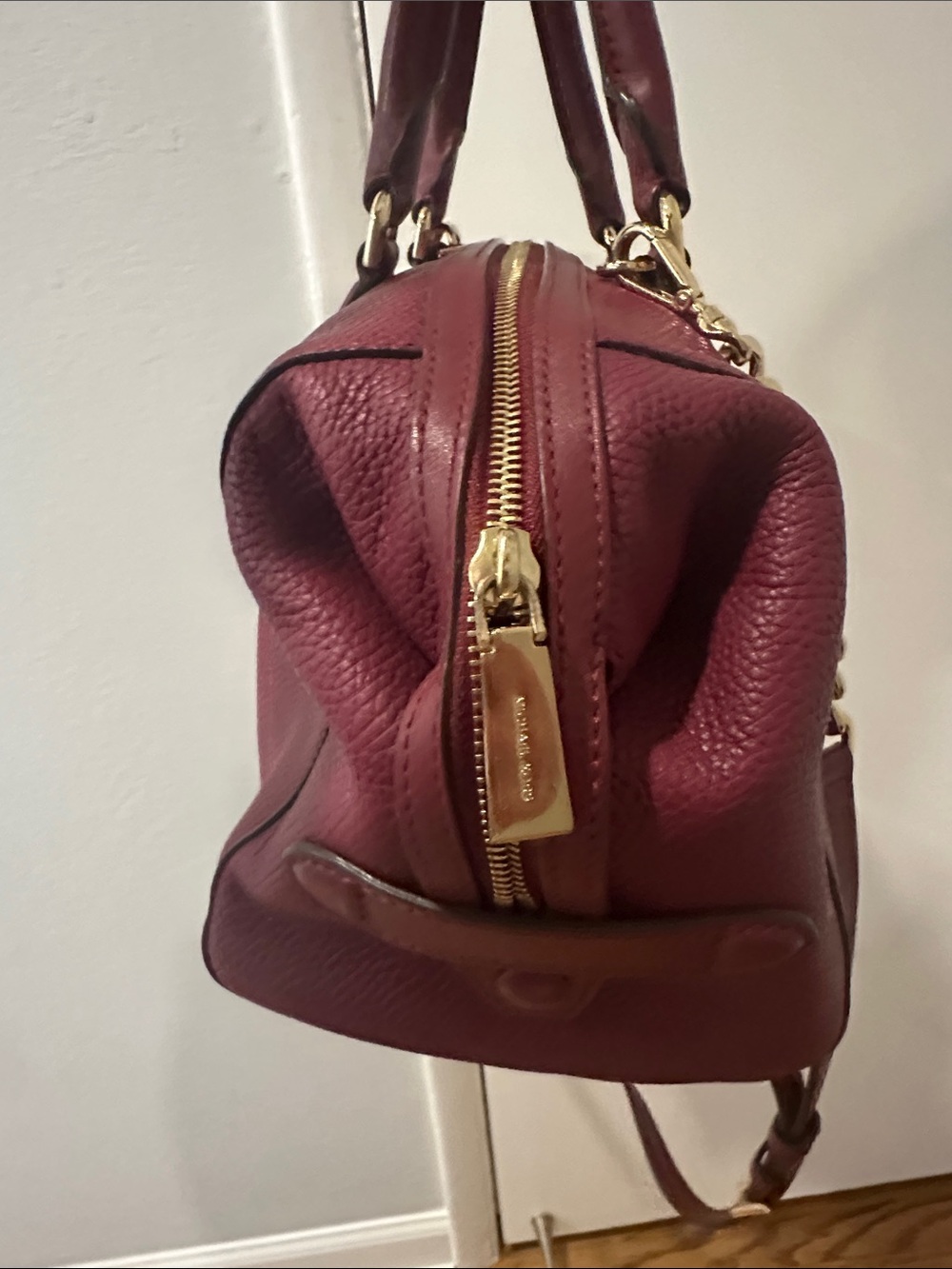 Michael Kors Wine Leather Satchel with Gold Hardware - Picture 11 of 11